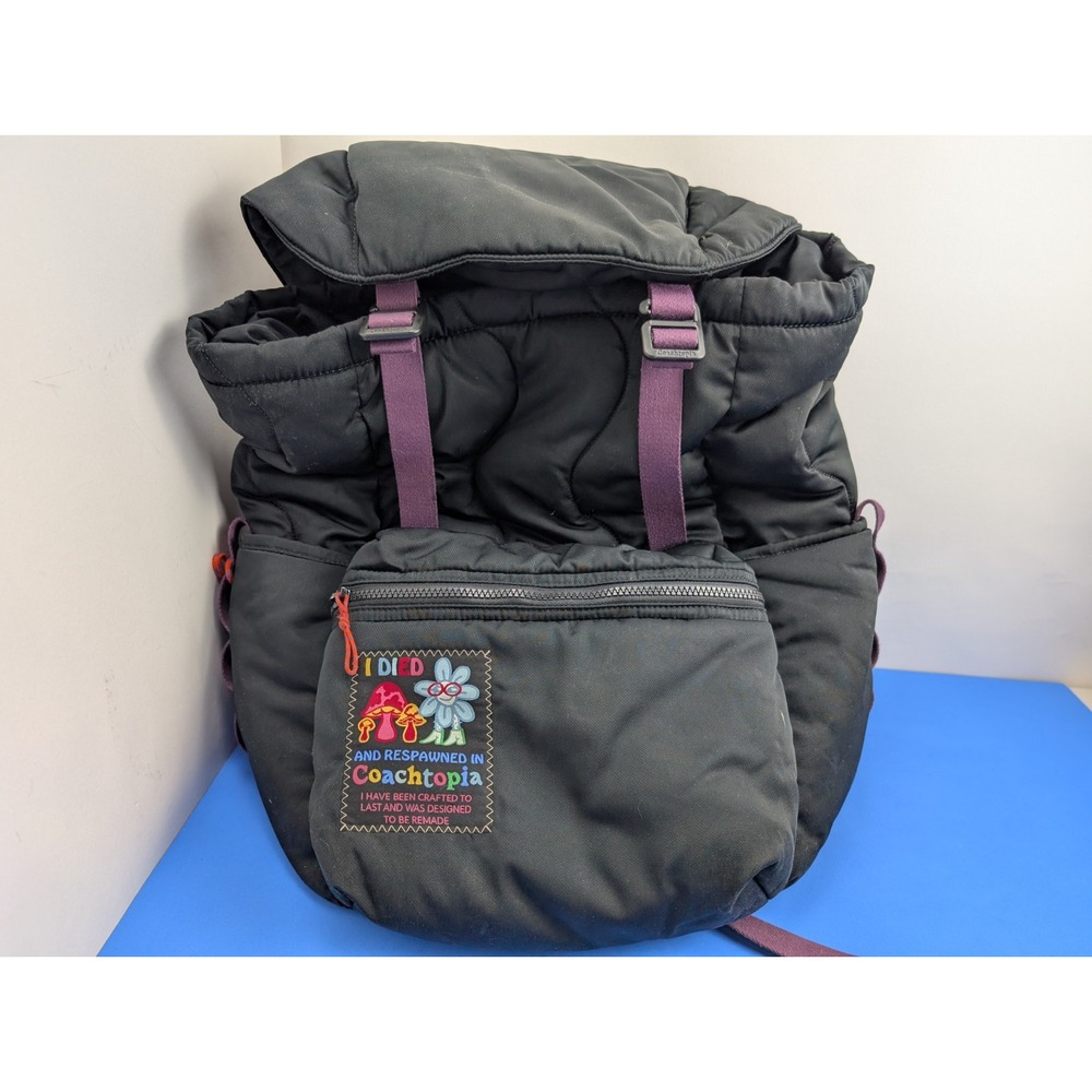 Coachtopia Coach Recycled Material Loop Backpack Knapsack Black Cording CQ058